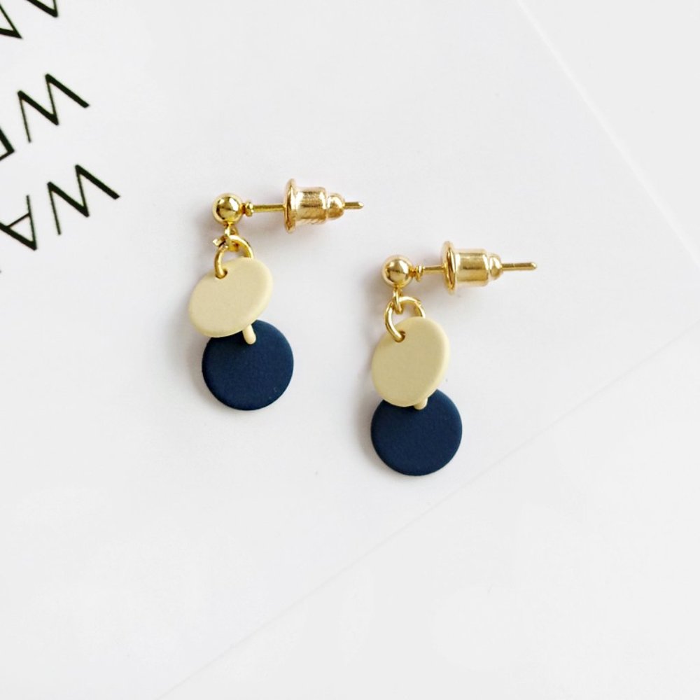 Duo Circles Drop Earrings - Picture 3 of 11